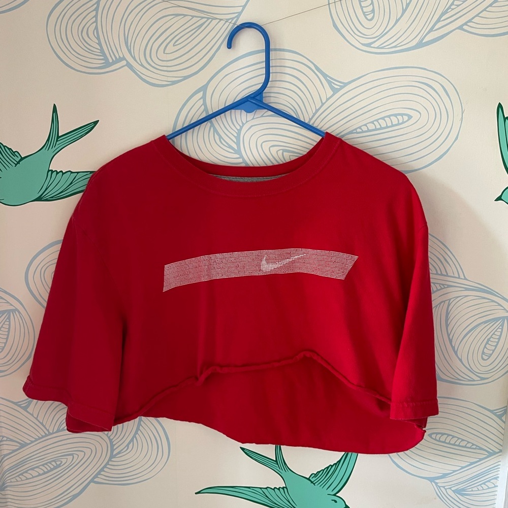 Nike Red Cropped Tee with Logo